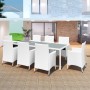 Set de comedor de jardín 9 piezas ratán sintético blanco crema de vidaXL, Conjuntos de jardín - Ref: Foro24-42500, Precio: 61...