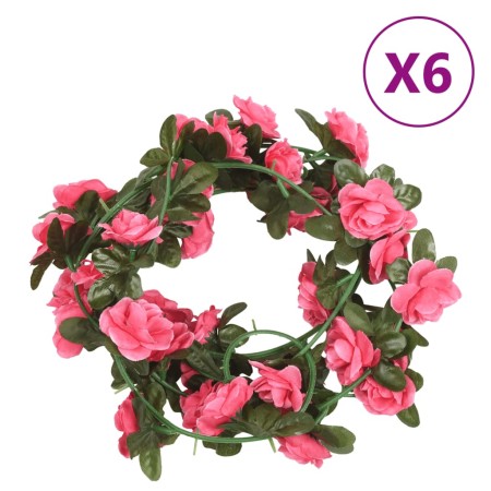 Artificial flower garlands 6 pcs red and pink 240 cm by , Crowns and garlands - Ref: Foro24-359068, Price: 16,78 €, Discount: %