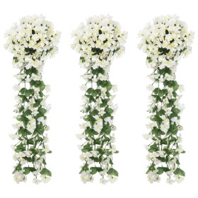 Guirnaldas de flores artificiales 3 uds blanco 85 cm de , Coronas y guirnaldas - Ref: Foro24-359054, Precio: 32,14 €, Descuen...