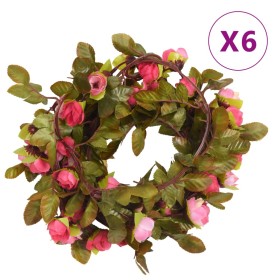 Artificial flower garlands 6 pcs pink 215 cm by , Crowns and garlands - Ref: Foro24-359061, Price: 19,13 €, Discount: %