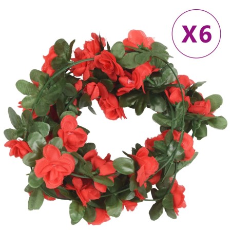 Guirnaldas de flores artificiales 6 uds rojo 250 cm de , Coronas y guirnaldas - Ref: Foro24-359040, Precio: 13,66 €, Descuent...