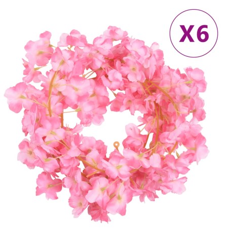 Artificial flower garlands 6 pcs dark pink 180 cm by , Crowns and garlands - Ref: Foro24-359056, Price: 19,59 €, Discount: %