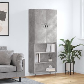 Concrete gray plywood tall sideboard 69.5x34x180 cm by , Sideboards - Ref: Foro24-3198117, Price: 132,99 €, Discount: %