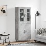 Concrete gray plywood tall sideboard 69.5x34x180 cm by , Sideboards - Ref: Foro24-3198245, Price: 153,94 €, Discount: %