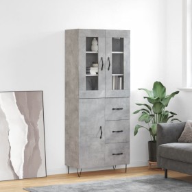 Concrete gray plywood tall sideboard 69.5x34x180 cm by , Sideboards - Ref: Foro24-3198501, Price: 169,99 €, Discount: %