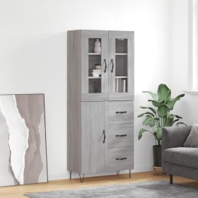 Aparador alto madera contrachapada gris sonoma 69,5x34x180 cm de , Aparadores - Ref: Foro24-3198503, Precio: 174,99 €, Descue...