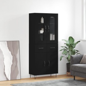 Aparador alto madera contrachapada negro 69,5x34x180 cm de , Aparadores - Ref: Foro24-3198562, Precio: 194,02 €, Descuento: %