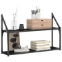 2-tier black engineered wood wall shelf 80x21x51 cm by , Shelves and shelves - Ref: Foro24-835464, Price: 31,07 €, Discount: %