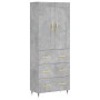 Aparador alto madera contrachapada gris hormigón 69,5x34x180 cm de , Aparadores - Ref: Foro24-3199733, Precio: 160,99 €, Desc...