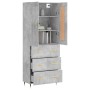 Concrete gray plywood tall sideboard 69.5x34x180 cm by , Sideboards - Ref: Foro24-3199733, Price: 160,99 €, Discount: %