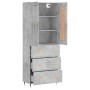 Aparador alto madera contrachapada gris hormigón 69,5x34x180 cm de , Aparadores - Ref: Foro24-3199733, Precio: 160,99 €, Desc...