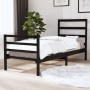 Black solid wood single bed frame 90x190 cm by , Beds and slatted bases - Ref: Foro24-3103682, Price: 110,58 €, Discount: %