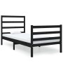 Black solid wood single bed frame 90x190 cm by , Beds and slatted bases - Ref: Foro24-3103682, Price: 109,99 €, Discount: %