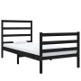 Black solid wood single bed frame 90x190 cm by , Beds and slatted bases - Ref: Foro24-3103682, Price: 109,99 €, Discount: %