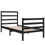 Black solid wood single bed frame 90x190 cm by , Beds and slatted bases - Ref: Foro24-3103682, Price: 109,99 €, Discount: %