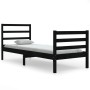 Black solid wood single bed frame 90x190 cm by , Beds and slatted bases - Ref: Foro24-3104975, Price: 106,99 €, Discount: %