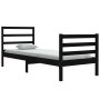 Black solid wood single bed frame 90x190 cm by , Beds and slatted bases - Ref: Foro24-3104975, Price: 106,99 €, Discount: %