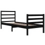 Black solid wood single bed frame 90x190 cm by , Beds and slatted bases - Ref: Foro24-3104975, Price: 106,99 €, Discount: %