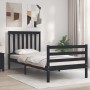 Black solid wood bed frame with headboard by , Beds and slatted bases - Ref: Foro24-3194215, Price: 114,36 €, Discount: %