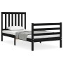 Black solid wood bed frame with headboard by , Beds and slatted bases - Ref: Foro24-3194215, Price: 114,36 €, Discount: %