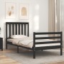 Black solid wood bed frame with headboard by , Beds and slatted bases - Ref: Foro24-3194215, Price: 114,36 €, Discount: %