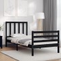 Estructura de cama con cabecero madera maciza negro de , Camas y somieres - Ref: Foro24-3193825, Precio: 108,90 €, Descuento: %