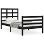 Black solid wood bed frame with headboard by , Beds and slatted bases - Ref: Foro24-3193955, Price: 110,94 €, Discount: %