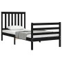 Black solid wood bed frame with headboard by , Beds and slatted bases - Ref: Foro24-3194215, Price: 114,36 €, Discount: %