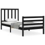 Estructura de cama con cabecero madera maciza negro de , Camas y somieres - Ref: Foro24-3193825, Precio: 108,90 €, Descuento: %