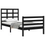 Black solid wood bed frame with headboard by , Beds and slatted bases - Ref: Foro24-3193955, Price: 110,94 €, Discount: %