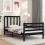 Estructura de cama con cabecero madera maciza negro de , Camas y somieres - Ref: Foro24-3193825, Precio: 108,90 €, Descuento: %