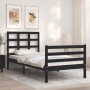 Black solid wood bed frame with headboard by , Beds and slatted bases - Ref: Foro24-3193955, Price: 110,94 €, Discount: %