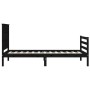 Black solid wood bed frame with headboard by , Beds and slatted bases - Ref: Foro24-3194215, Price: 114,36 €, Discount: %