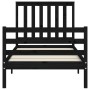 Black solid wood bed frame with headboard by , Beds and slatted bases - Ref: Foro24-3194215, Price: 114,36 €, Discount: %