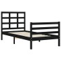 Black solid wood bed frame with headboard by , Beds and slatted bases - Ref: Foro24-3193955, Price: 110,94 €, Discount: %