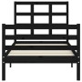 Black solid wood bed frame with headboard by , Beds and slatted bases - Ref: Foro24-3193955, Price: 110,94 €, Discount: %