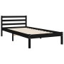 Black solid wood bed frame with headboard by , Beds and slatted bases - Ref: Foro24-3194215, Price: 114,36 €, Discount: %