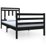 Estructura de cama individual madera maciza negro 90x190 cm de , Camas y somieres - Ref: Foro24-3100623, Precio: 111,71 €, De...