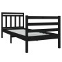 Estructura de cama individual madera maciza negro 90x190 cm de , Camas y somieres - Ref: Foro24-3100623, Precio: 111,71 €, De...