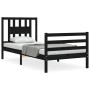 Black solid wood bed frame with headboard by , Beds and slatted bases - Ref: Foro24-3194540, Price: 113,67 €, Discount: %