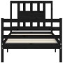 Black solid wood bed frame with headboard by , Beds and slatted bases - Ref: Foro24-3194540, Price: 113,67 €, Discount: %