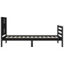 Black solid wood bed frame with headboard by , Beds and slatted bases - Ref: Foro24-3194540, Price: 113,67 €, Discount: %