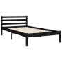 Black solid wood bed frame with headboard by , Beds and slatted bases - Ref: Foro24-3194540, Price: 113,67 €, Discount: %