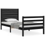 Estructura de cama individual con cabecero madera maciza negro de , Camas y somieres - Ref: Foro24-3194995, Precio: 128,99 €,...