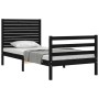 Estructura de cama individual con cabecero madera maciza negro de , Camas y somieres - Ref: Foro24-3194995, Precio: 128,99 €,...