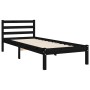 Estructura de cama individual con cabecero madera maciza negro de , Camas y somieres - Ref: Foro24-3194995, Precio: 128,99 €,...