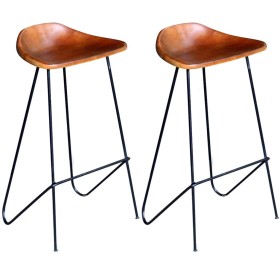 Kitchen stools 2 units black and brown genuine leather by , Kitchen stools - Ref: Foro24-243304, Price: 182,69 €, Discount: %