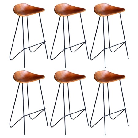 Kitchen stools 6 units genuine brown leather by , Kitchen stools - Ref: Foro24-276364, Price: 537,99 €, Discount: %