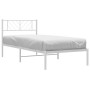 Estructura de cama de metal con cabecero blanco 100x190 cm de , Camas y somieres - Ref: Foro24-372222, Precio: 64,06 €, Descu...