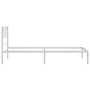 Estructura de cama de metal con cabecero blanco 100x190 cm de , Camas y somieres - Ref: Foro24-372222, Precio: 64,06 €, Descu...